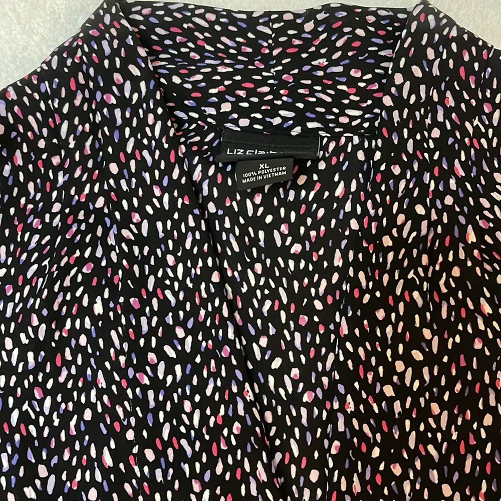 Liz Claiborne V-Neck Sleeveless Blue/White/Purple/Pink Blouse Size X-Large EUC - Picture 2 of 5